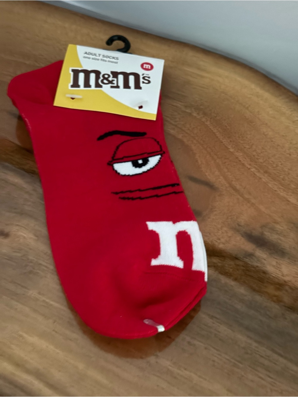M&M'S Red Women's Crew Socks with Character Eye Graphic
